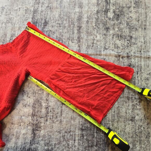 Pinup Fashion Top Womens 5X Red Off Shoulder Peasant Bell Sleeve Blouse Boho - Picture 8 of 10